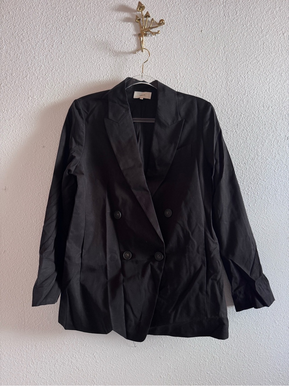 VINCE Double-Breasted Black Women's Blazer Jacket Tencel Sz: 6 - Picture 2 of 6